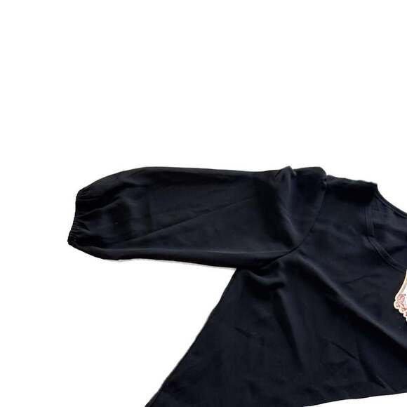 XinXinJia Black and White Asymmetrical Blouse, Size M, Long Sleeve Casual Top - Picture 3 of 4